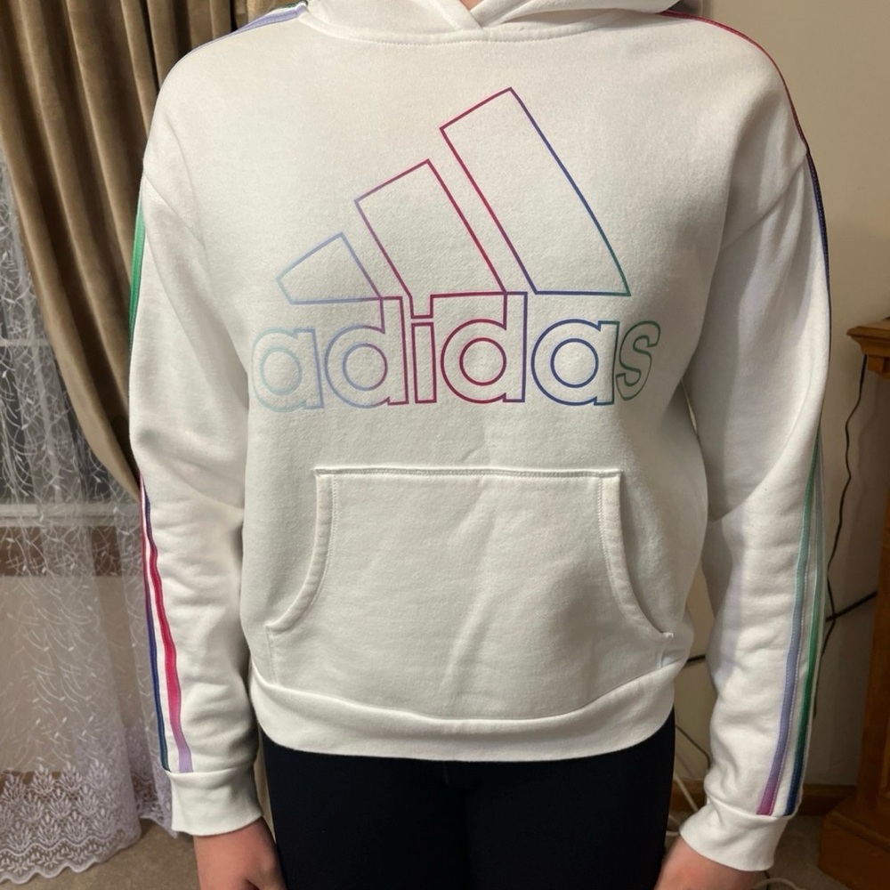 Adidas Kids White Hoodie